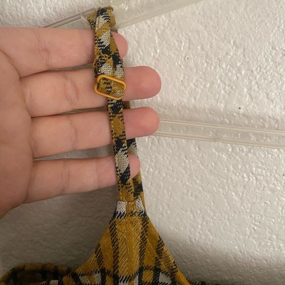 💥Riley & James Women Retro Vibes Plaid Bodycon Dress Mustard Yellow L - Picture 4 of 8